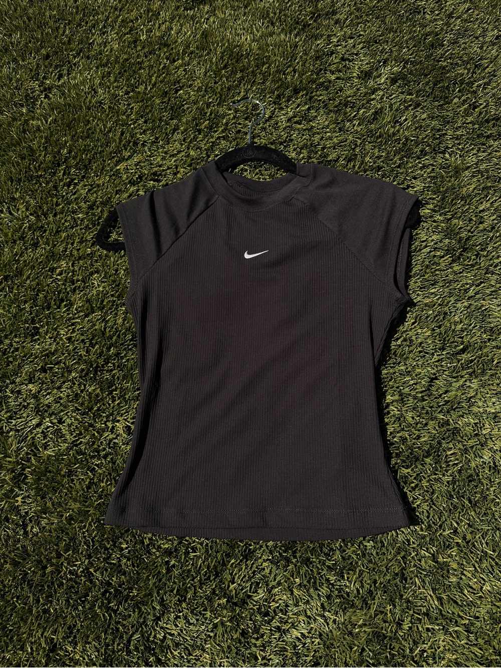 Nike Black Ribbed Short Sleeve Performance Tee